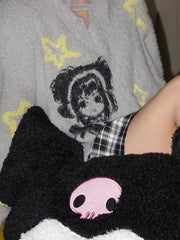 Faux Mink Turtleneck Chic Jacquard Sweater