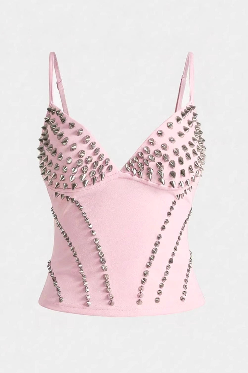 Y2K Pink Silver Contrast Rivet Camis