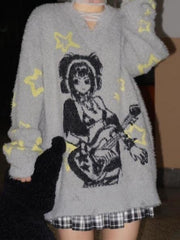 Faux Mink Turtleneck Chic Jacquard Sweater