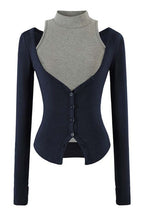 Layered High Neck Button Cardigans