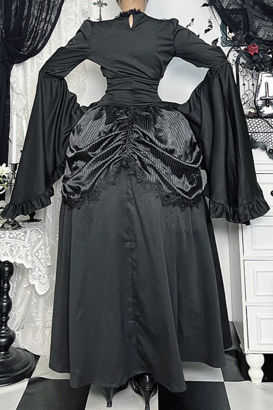 Gothic Dark Lace Patchwork Blouse