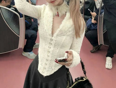 Vintage Black Hollow Out Blouse