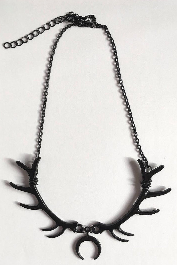Gothic Black Horn Crescent Antler Necklace Secondary image