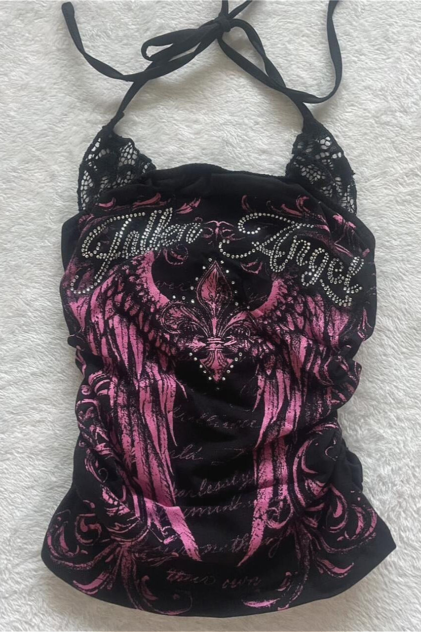 Y2K Shibuya Punk Lace Halter Top