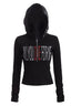 Gothic Graphic Hooded Long Sleeve  Crop Top