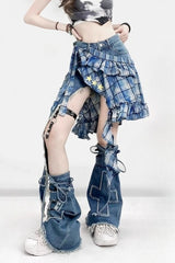 Subculture Shibuya Apron Hem Plaid Star Skirt