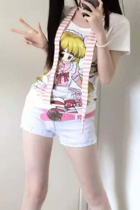 Edgy Harajuku Graphic Fitted Cotton T-shirt Main image