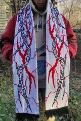 Y2K Goth Luminous Knitted Black Tassel Anime Shackles Scarf