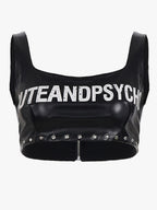 Punk Letter Print Rivet Cropped Tank Top