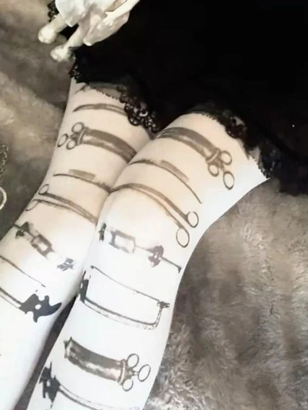Y2K Kawaii Printed White Thigh High Socks Main image