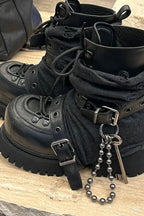 Buckle Chain Platform Combat Boots