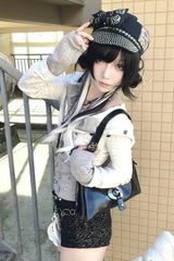 Y2K Subcultural Hooded Knit Top