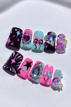 Y2K Punk Rhinestone Duckbill Press On Nails