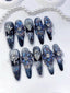 Gothic Glossy Embossed Carved Press On Nails