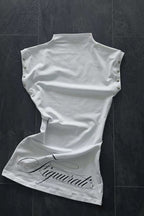 White Punk Studded Mock Neck Mini Dress