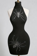 Spider Motif Halter Mini Dress