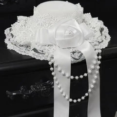 Gothic Lolita Bead Chain Lace Decorative Cosplay Hat