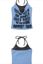 Color Block Printed Layered Slim Halter Top