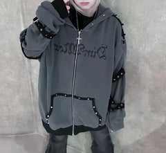 Rivet Detail Hooded Coat