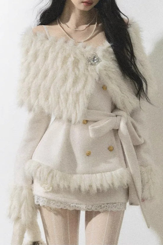 Bandage Off Shoulder Retro 2 Piece Coat Secondary image