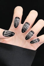 Gothic Black Gem Drip Design Press On Nails