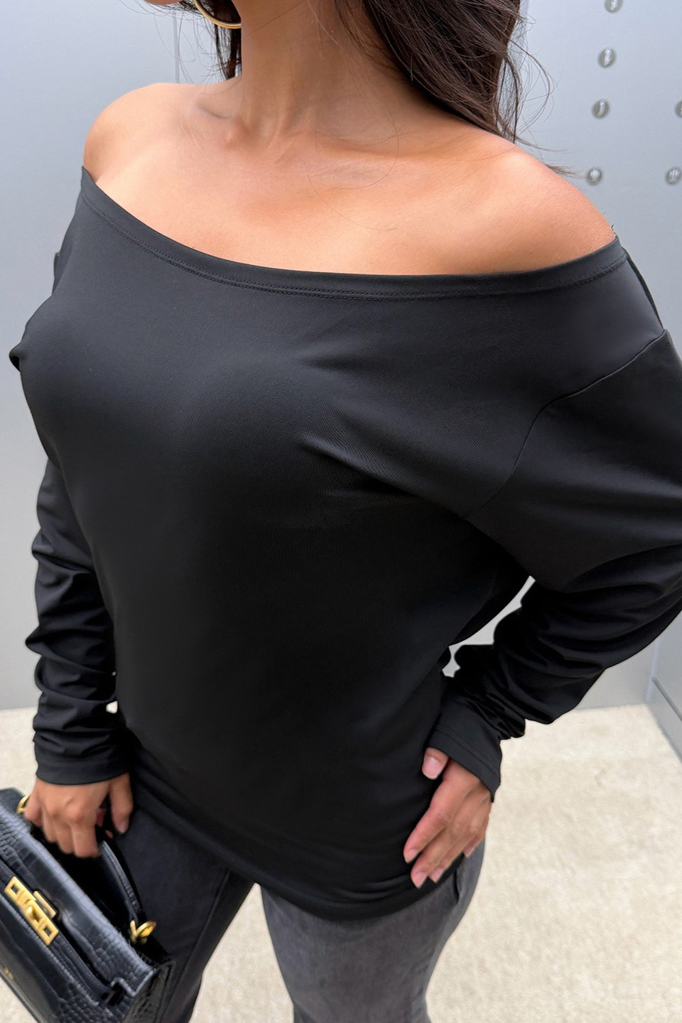 Lace Back Wide Neck Sweatshirt