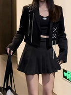 Metal Chain Detail Cropped Jacket