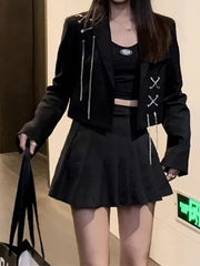 Metal Chain Detail Cropped Jacket