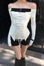 Color Block Lace Up Long Sleeve T-shirt