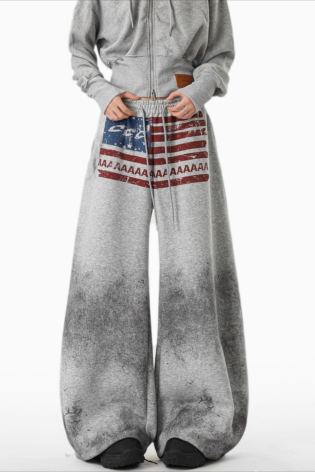 Vintage Flag Print Wide-Leg Pants Secondary image
