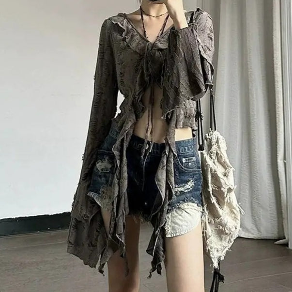 Vintage Cropped Mesh Top