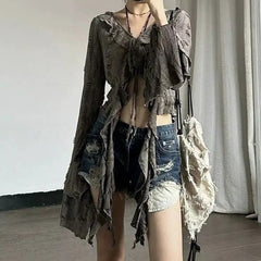 Vintage Cropped Mesh Top