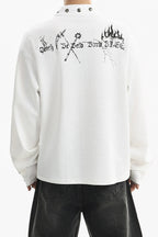 Graphic Snap Collar Long Sleeve Sweatshirt