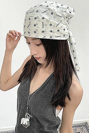 Linen Star Print Headscarf Hat