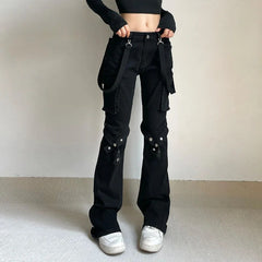 Black Tactical Belt Trousers Pants