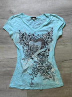 Y2K Light Blue Short Sleeve T-Shirt