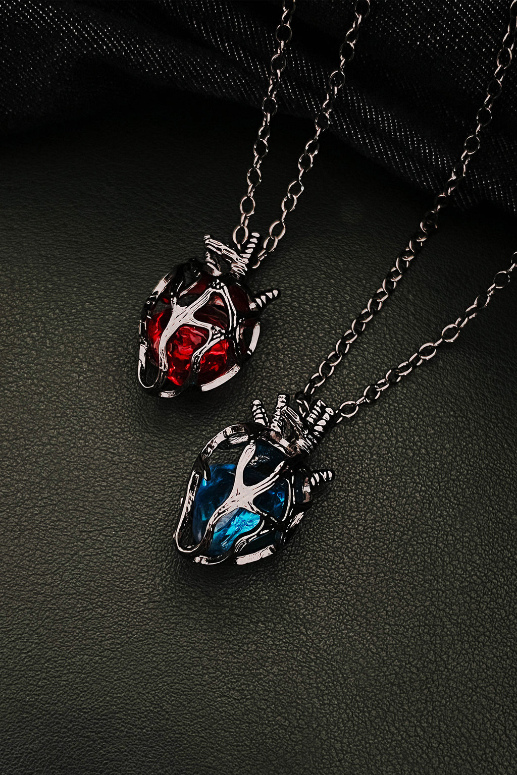 Gothic Hollow Heart Glass Pendant Necklace