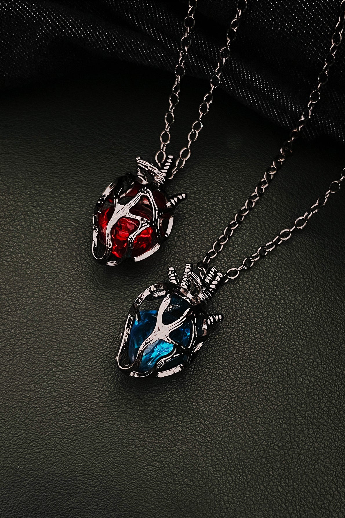 Gothic Hollow Heart Glass Pendant Necklace