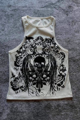 Y2K Punk Skull Print Tank Top