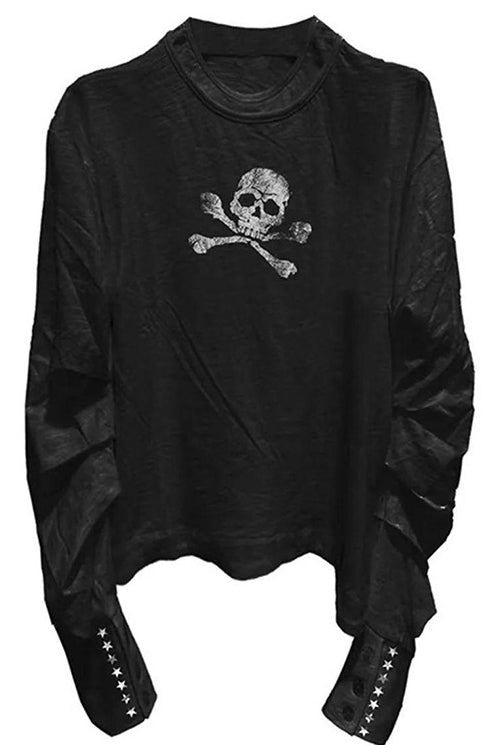 Skull Graphic Extended Cuff Sweatshirt