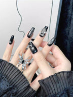 Y2K Dark Rhinestone Butterfly Press On Nails