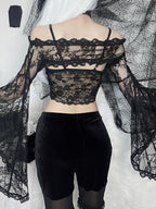 Lace Splice Sheer Long Sleeve Coat