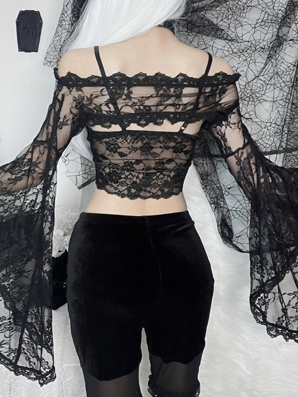 Lace Splice Sheer Long Sleeve Coat