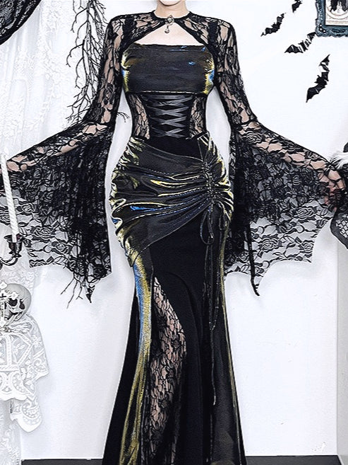 Gothic Lace Batwing Sleeve Coat