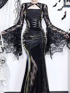 Gothic Lace Batwing Sleeve Coat