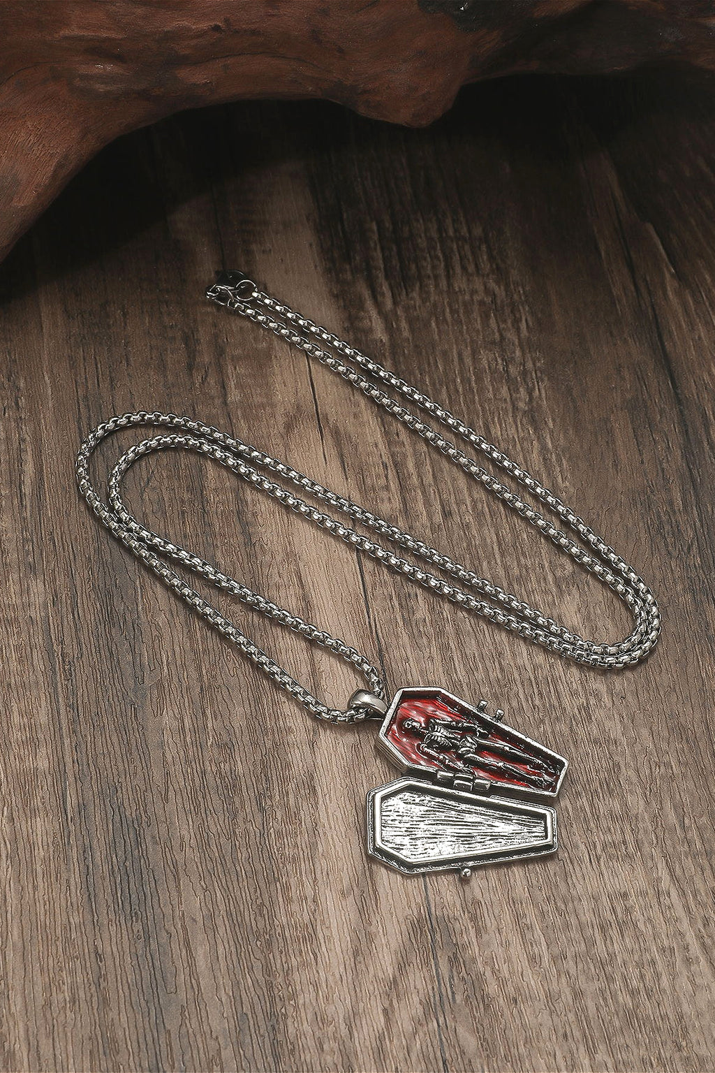 Gothic Coffin Red Enamel Necklace