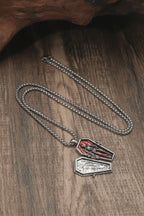 Gothic Coffin Red Enamel Necklace