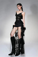 Gothic Lace Patchwork Midi Dress