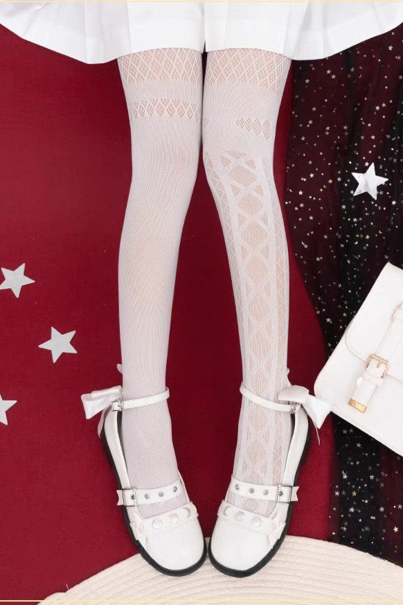 Gothic Ribbon Dark Fishnet Socks Secondary image