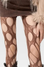 Dark Gothic Punk Torn Fishnet Lace High Socks